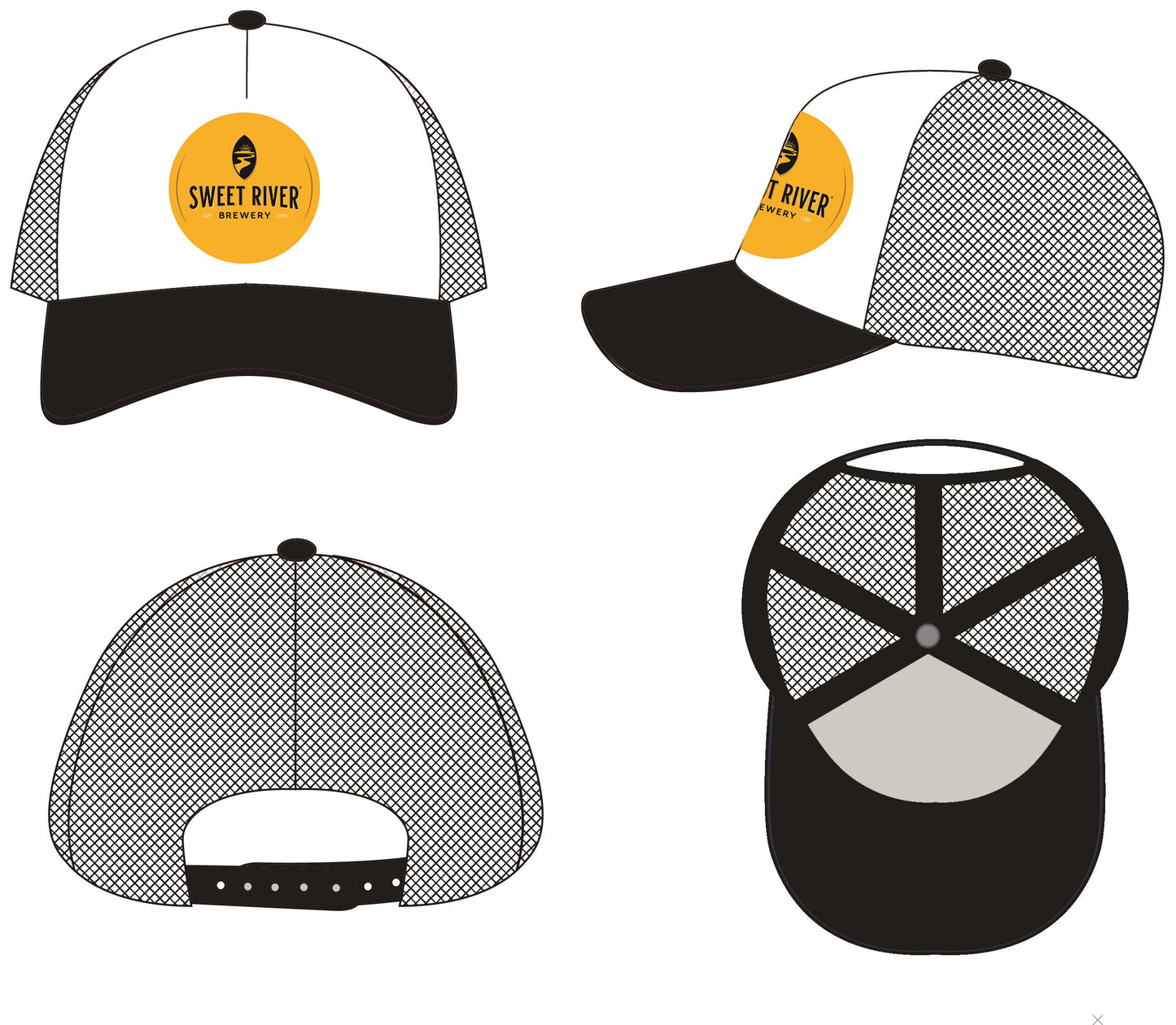 Yellow Woven Logo Trucker Cap